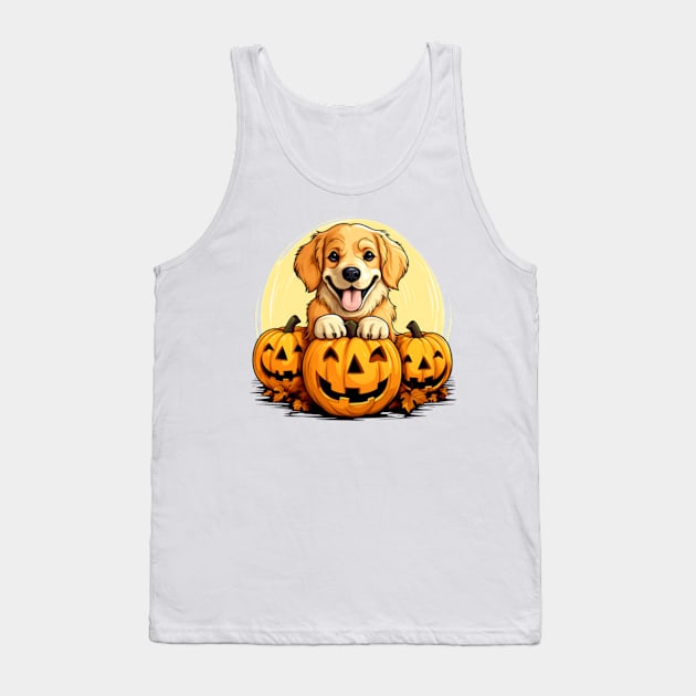 Golden Retriever Dog inside Pumpkin #2 Tank Top by Chromatic Fusion Studio